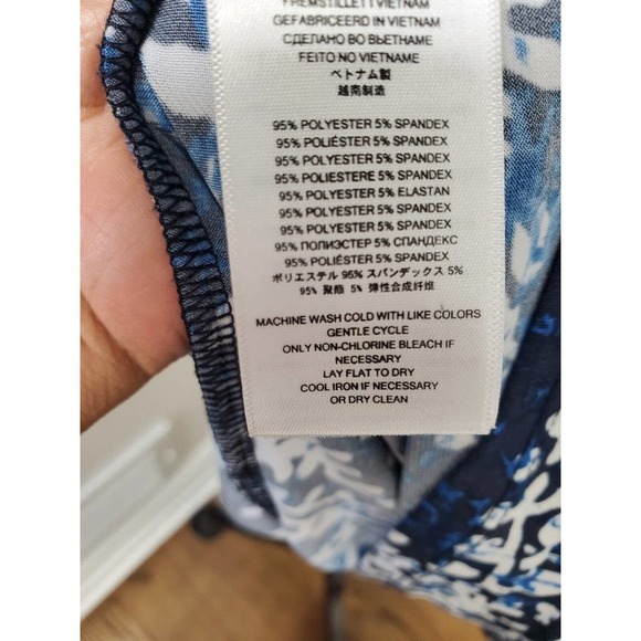 Michael Kors Women's Blue Polyester Round Neck Short Sleeve Knee Length Dress S - Picture 10 of 12